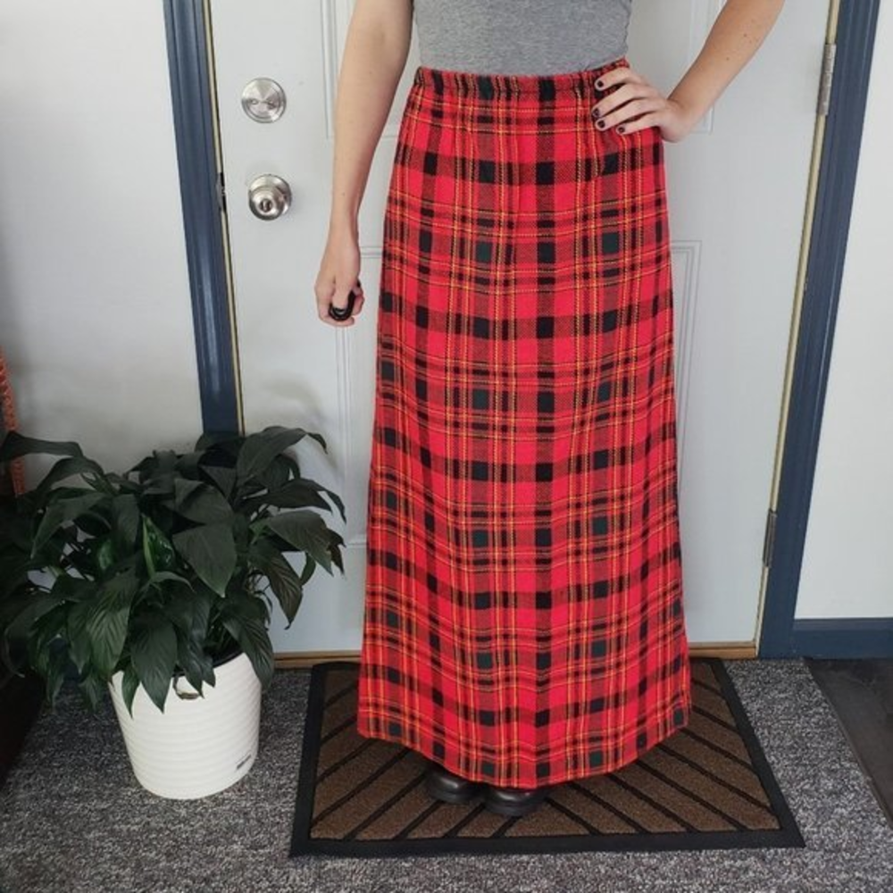 Vintage 60s/70s Plaid Homemade Maxi Skirt